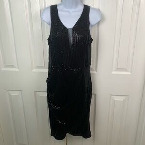 Grace Karin Evening Dress Womens Large Black All Over Sequin Ruched Cocktail NWT